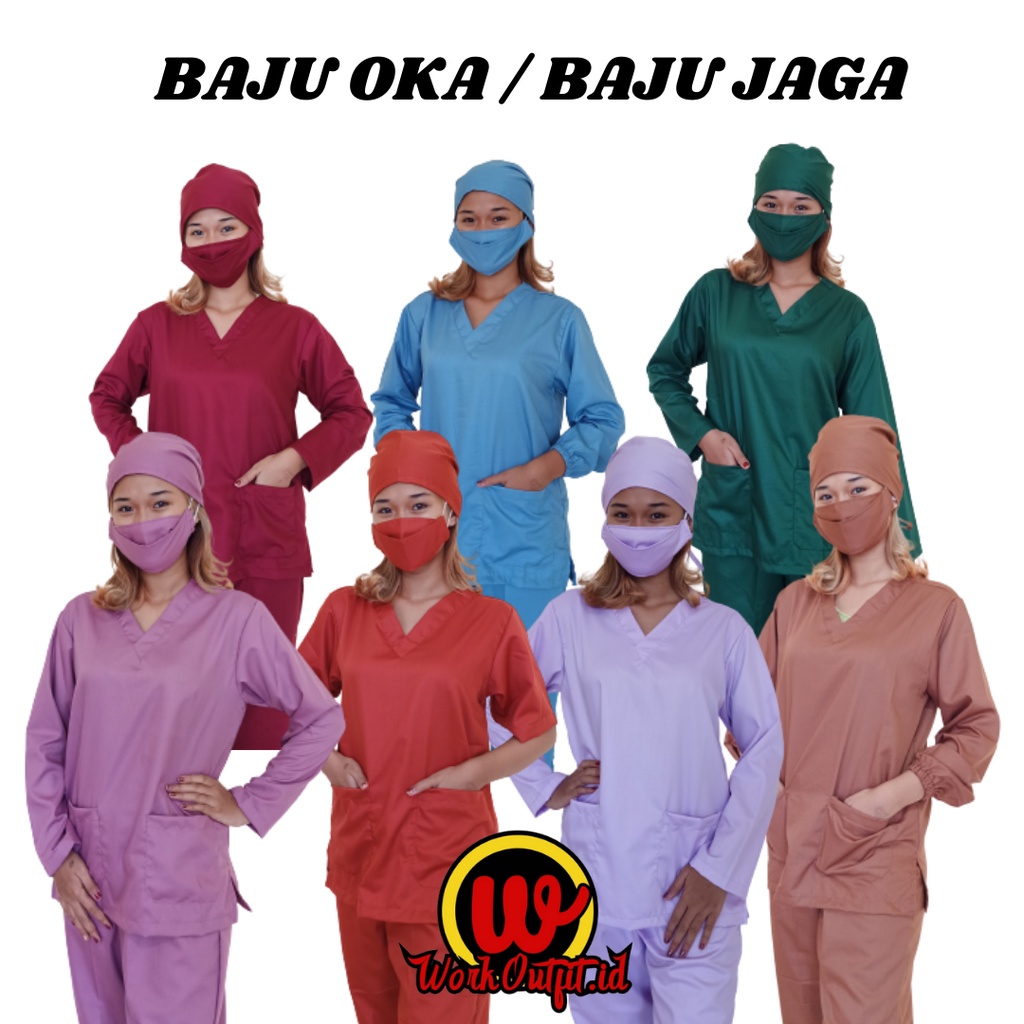 Baju Ok Big Size 3XL &amp; 4XL | Baju Jaga Perawat Dokter Ukuran Jumbo | Lengan Panjang Karet