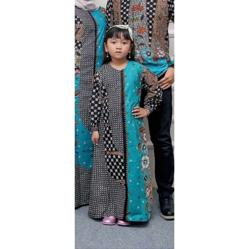 PROMO BATIK COUPLE KELUARGA SARIMBIT sania ruffle batik ori ndoro jowi motif SINARAN-GAMIS ANAK (S)