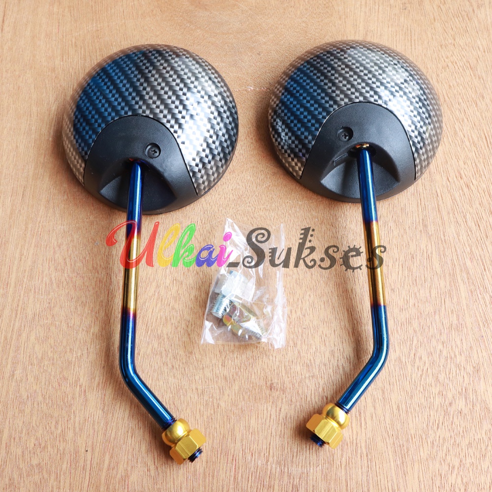 Spion Motor Karbon Scoopy Twotone BG l Spion Model Scoopy Bulat Tangkai Standar Bakaran Universal Semua Motor Honda Yamaha Mio l Lexi l Nmax l Fino l Soul l Beat l Pcx l Vario l Supra l Revo l Dll Universal Good Quality Murah