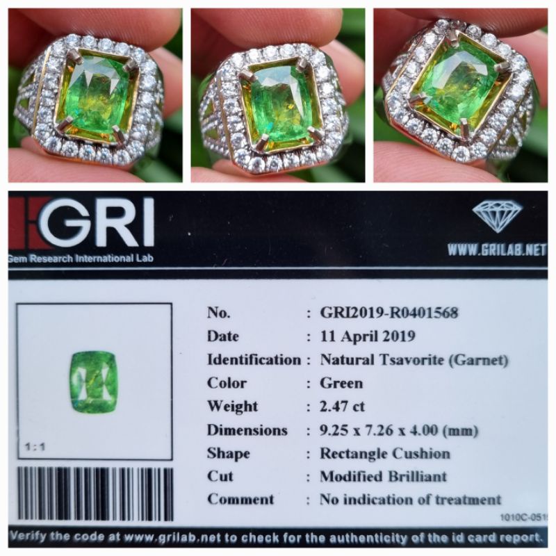 Natural Green Garnet Tsavorite Garnet Memo 2.47 crt