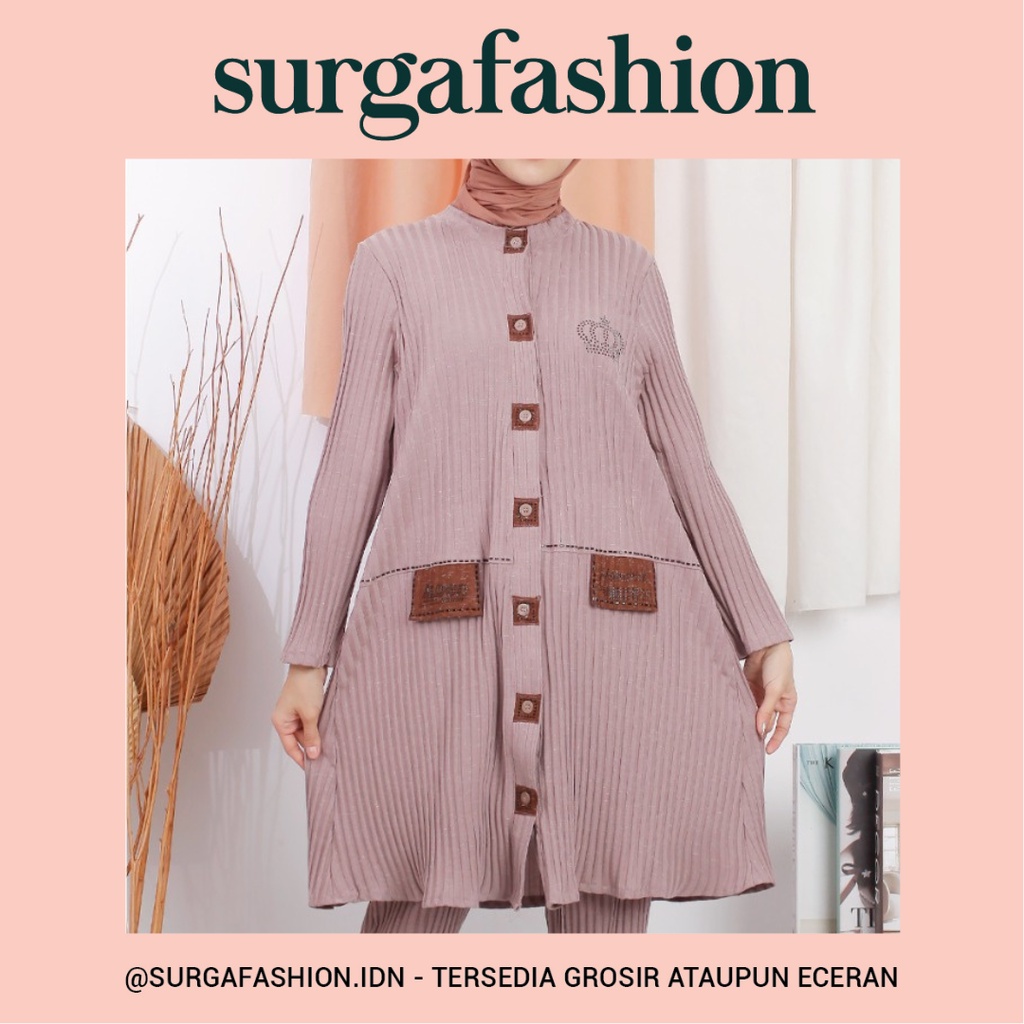 Oneset Syahrini | Setelan Kaos Full Set Atasan Celana Wanita Carenina Moher by Surga Fashion | Atasa