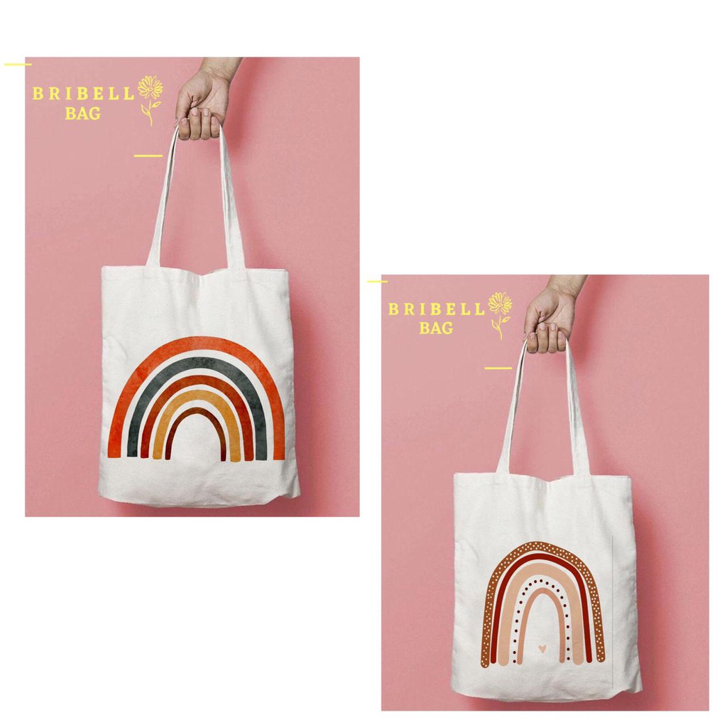 Tote Bag Kanvas Bergambar - Rainbow Illustration