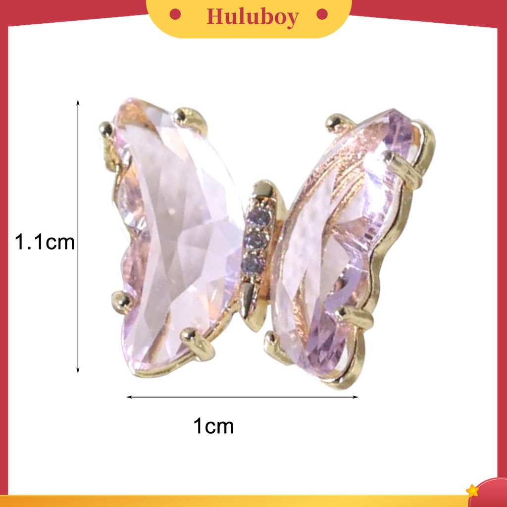 Huluboy Huluboy♡ Butterfly Ornamen Kuku 3D Bentuk Kupu-Kupu Warna-Warni Bahan Zircon Untuk Wanita