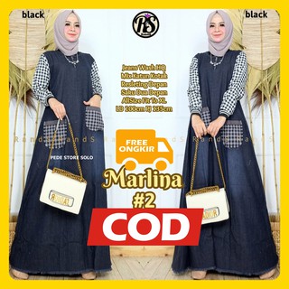  GAMIS  JEANS  MARLINA 2 MAXY BLACK BAJU  GAMIS  JEANS  WASH 