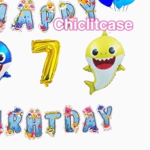 ✬ Set paket balon ultah anak baby shark birthday premium ulang tahun ❇
