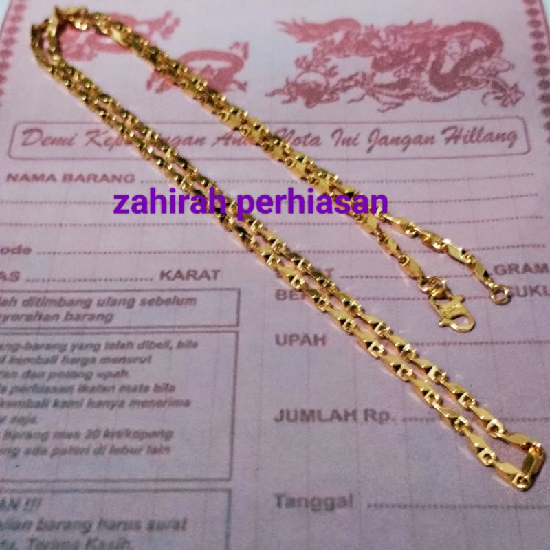 KALUNG WANITA MOTIF PADI EMAS 24K PANJANG 60-45 ANTI LUNTUR ANTI KARAT