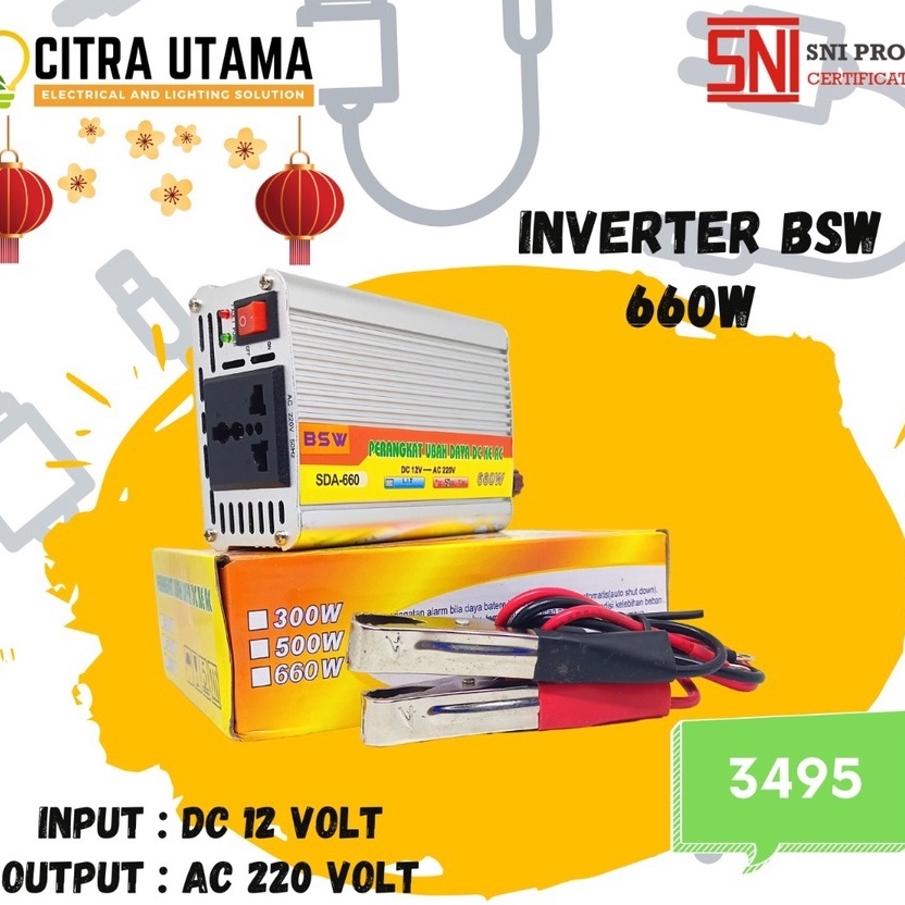 INVERTER 660W MEREK BSW PENGUBAH TEGANGAN 12VKE 220V K3495