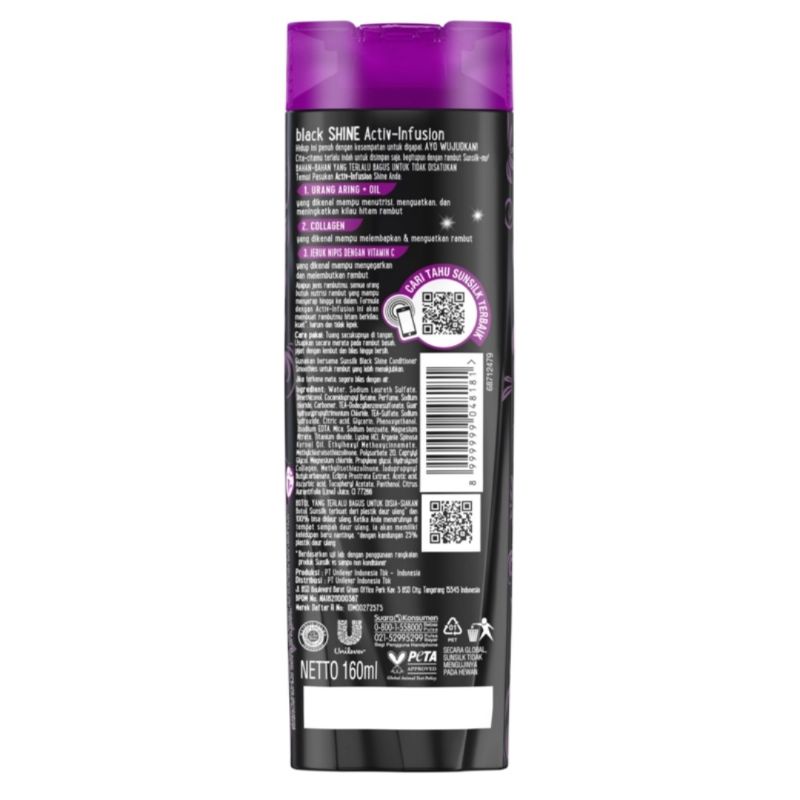 SUNSILK Shampoo Black Shine 160ml