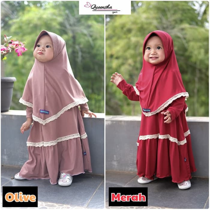Spesial Queensha gamis anak syari gamis anak perempuan baju muslim anak - Merah S Special