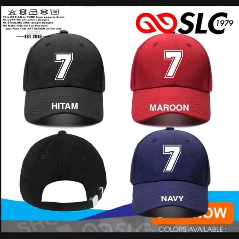 TOPI BASEBALL PREMIUM ANGKA 7 CUSTOM NAMA LOGO ANGKA