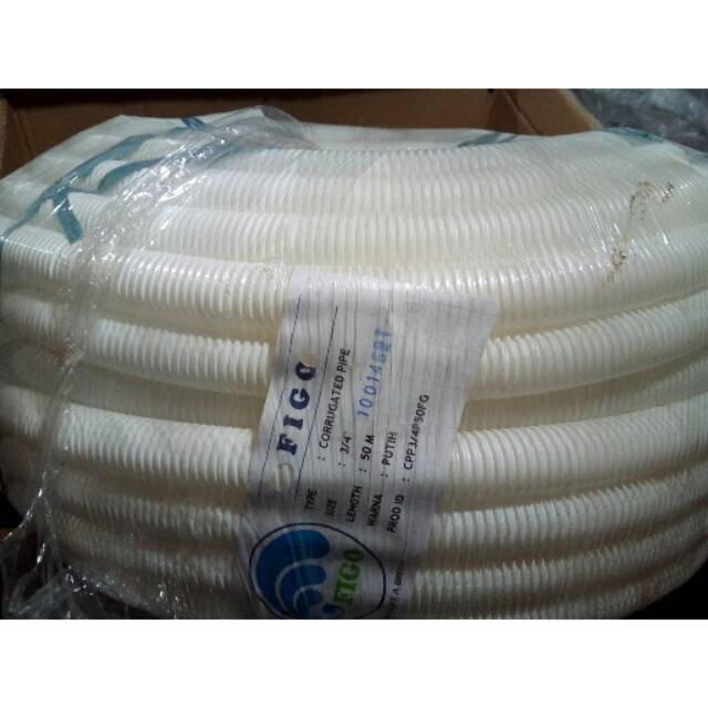 Selang AC Fleksibel 3/4&quot; 50M Merk Figo/ SELANG AC PUTIH/SELANG FLEKSIBEL LENTUR AC/SELANG PEMBUANGAN AIR AC PIPA DRAIN SPIRAL