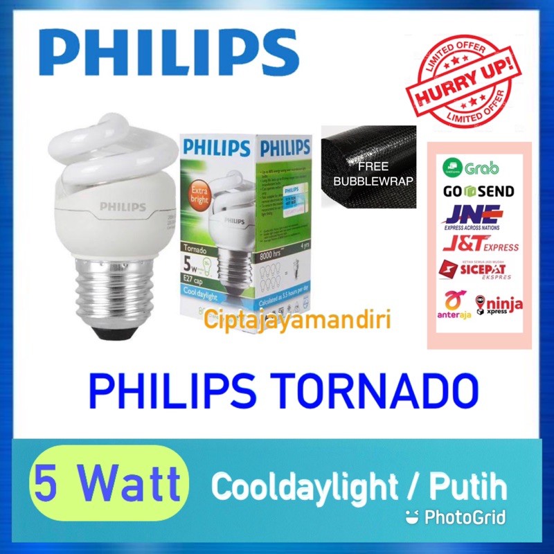 philips tornado 5 watt putih