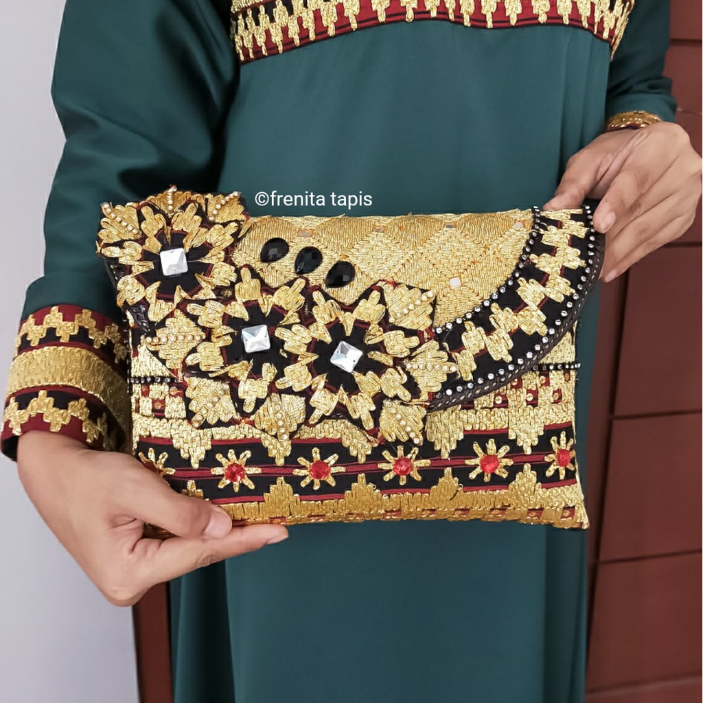 [BISA COD] Clutch Tapis Motif Bunga Bintang