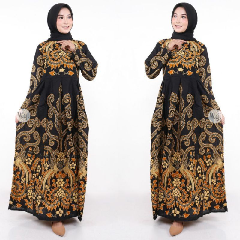 BRUKAT PADIMAS Couple Keluarga Terbaru Motif kekinian Batik Modern Exclusive sarimbit seragam 77654-Gamis full batik