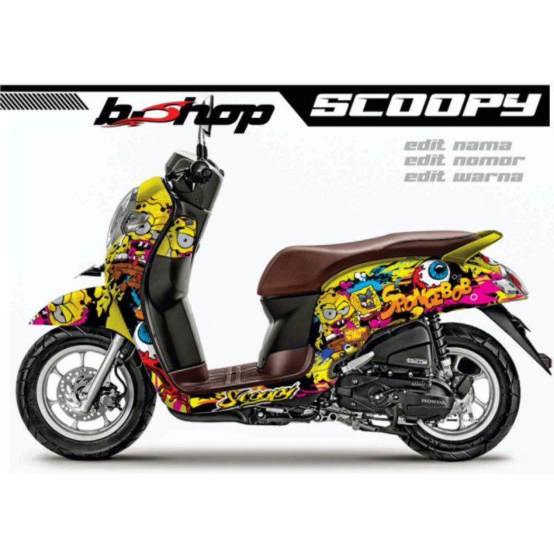 sticker decal scoopy variasi spongebob zombie