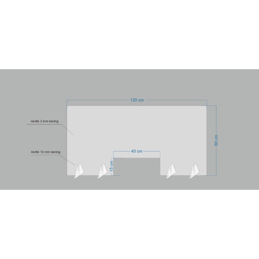 SEKAT MEJA AKRILIK/PEMBATAS MEJA KASIR/PENYEKAT MEJA ACRYLIC UKURAN 120X60 CM