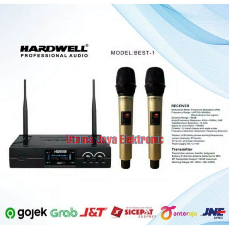 Mic Wireless Hardwell BEST 1 Dual Handle Microphone Mik Original