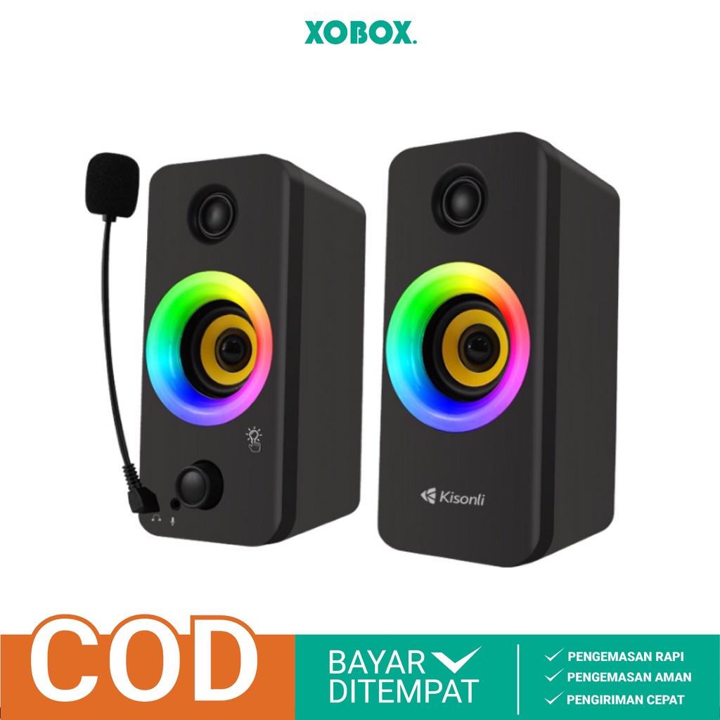 Speaker Aktif Subwoofer Komputer Laptop Dual Bass Full RGB X8 - XOBOX