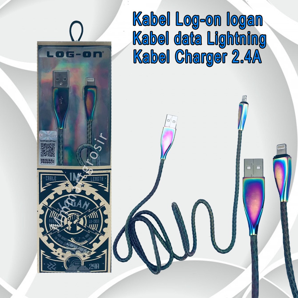 Kabel Data/ Log-on logan / Kabel data Iphone / Kabel Charger / 2.4A / LO-CB53