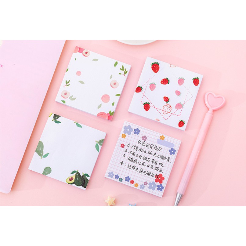 Notes Tempel Sticky Notes Unicorn / Memo Mini Gambar Bunga &amp; Buah / Memo Tempel Kartun Babi Piggy