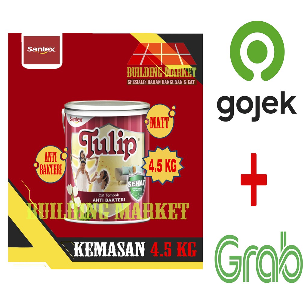 CAT TEMBOK TULIP PAINT SANLEX ANTI BAKTERI BACTERIAL INTERIOR 4.5 KG