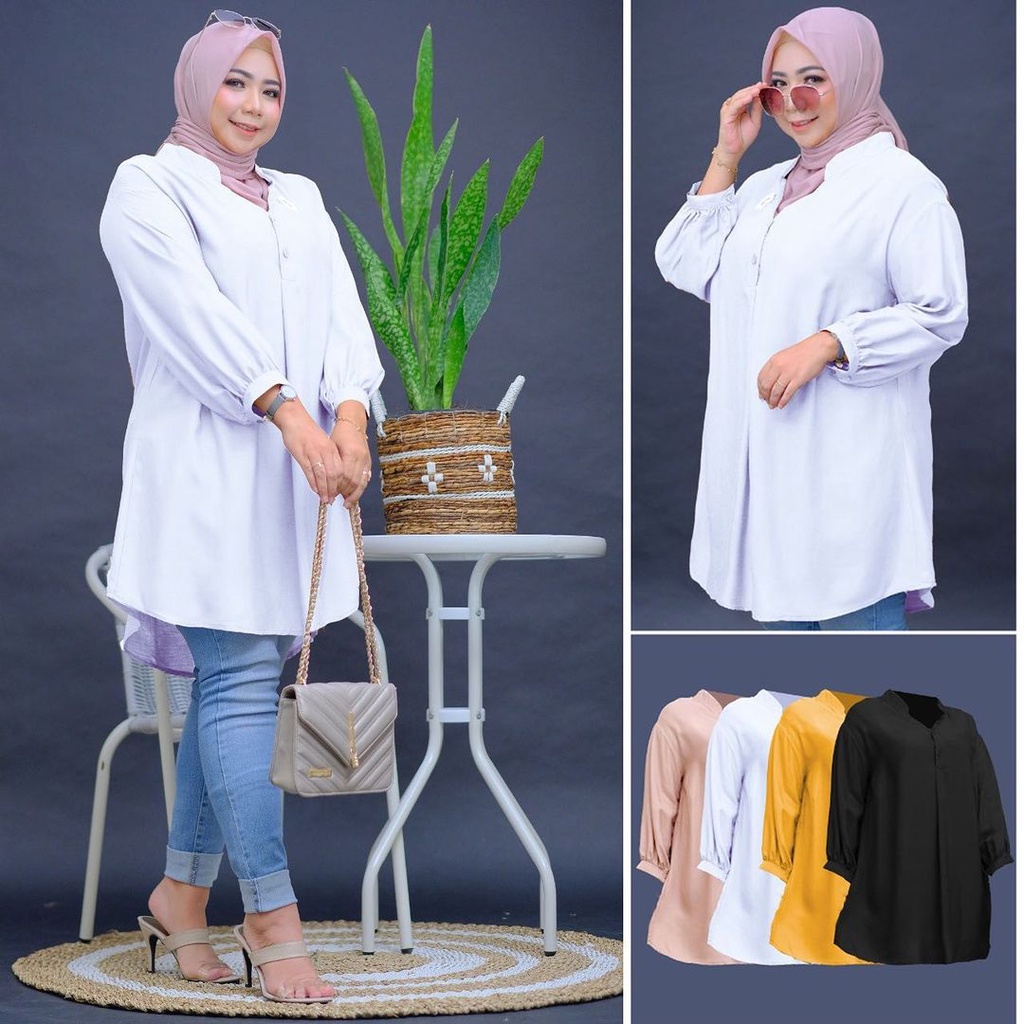 Nindy Tunik atasan jumbo tunik tangan panjang bahan Ity crepe / Tunik terbaru 2021