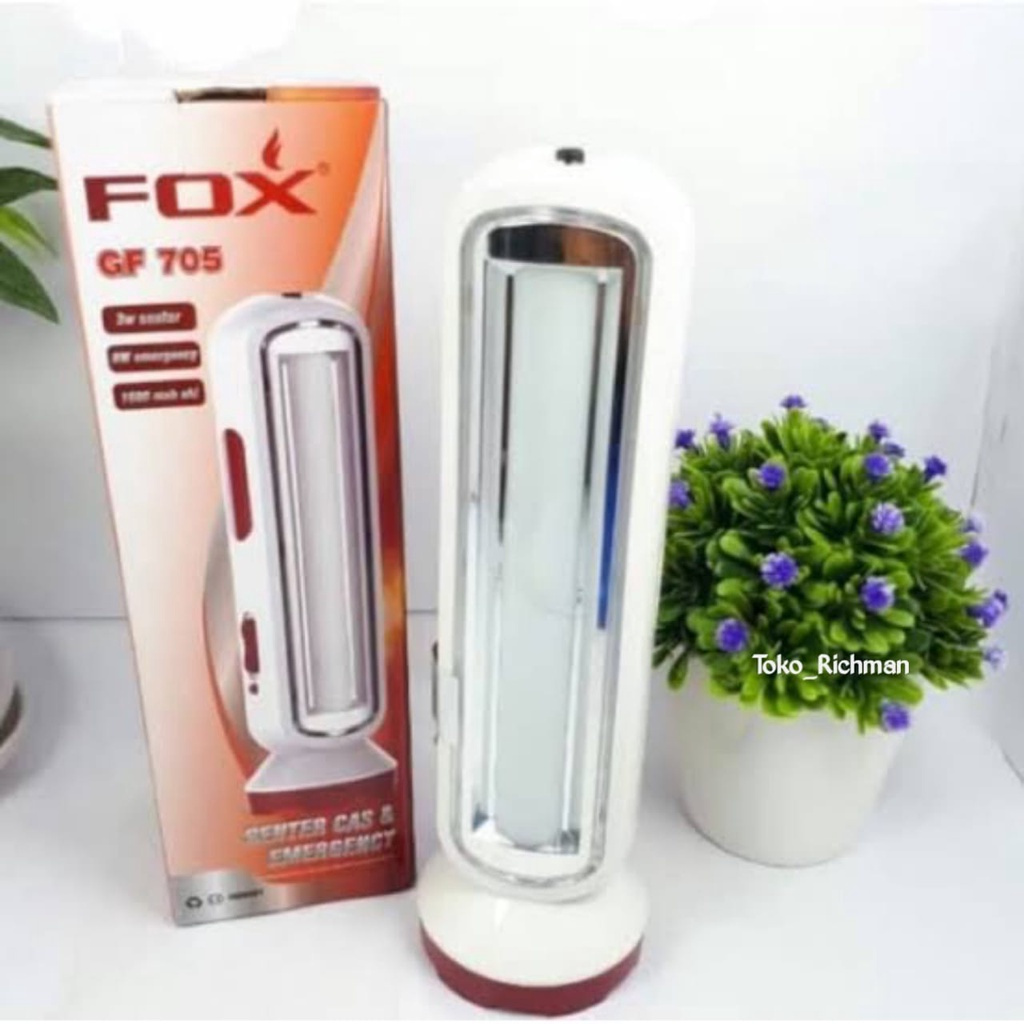 Senter FOX GE705 G708 GE709 LED Lampu Darurat Isi Ulang