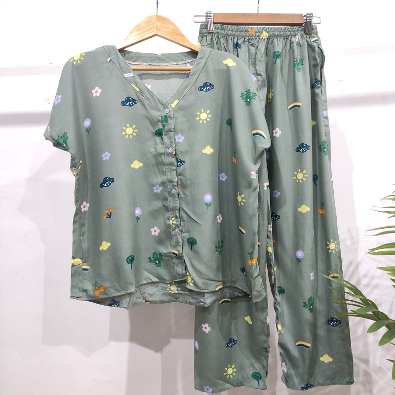 HOMEWEAR PIYAMA KANCING | BAJU TIDUR MURAH