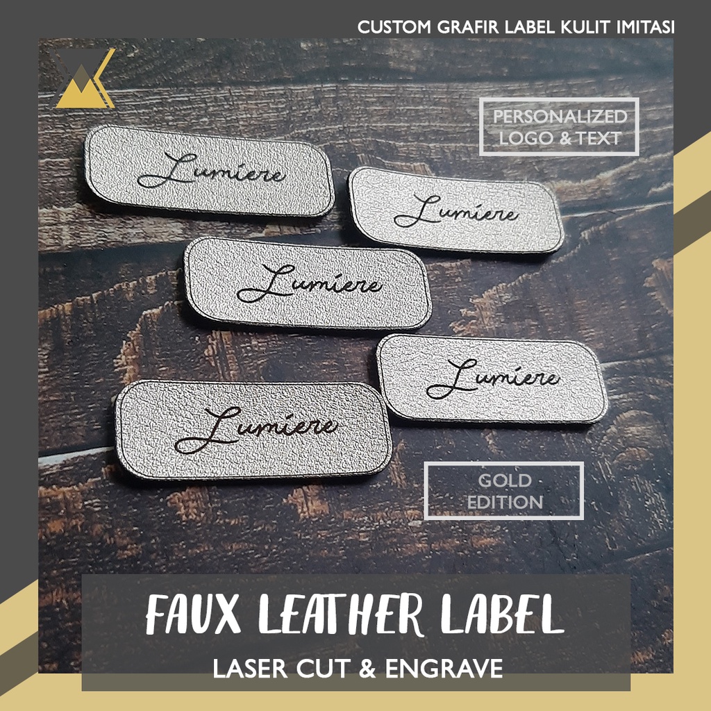 

Custom Grafir Label Logo Kulit Imitasi Gold / Emas