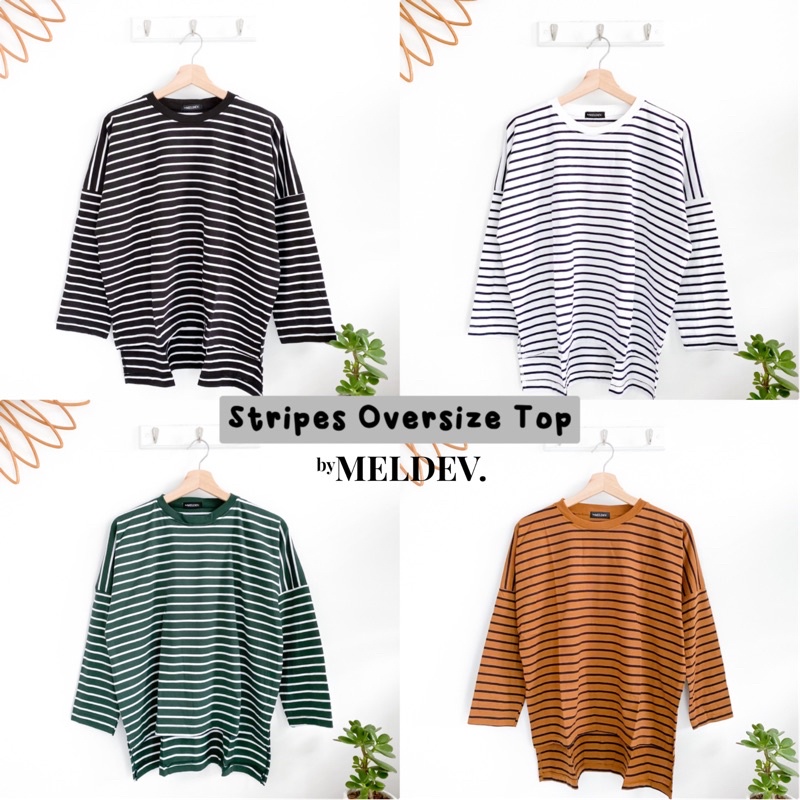 Bymeldev Stripes Top Kaos Lengan Panjang Salur Nonbusui dan Busui