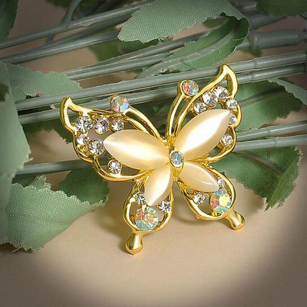 Agustina Bros Pin Pengantin Modis Batu Opal Pernikahan Fashion Perhiasan Kristal Kupu-Kupu Brooch Pin