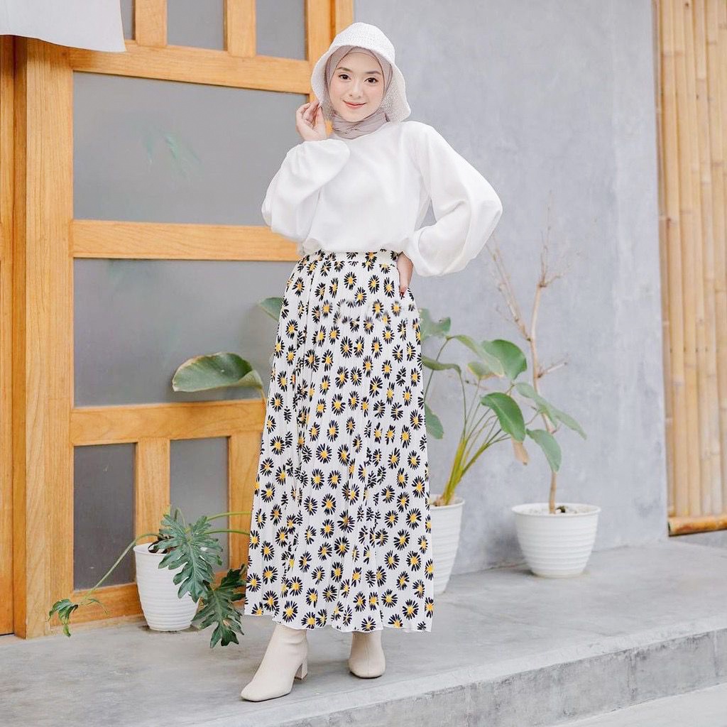 Rok Plisket Daisy Premium/ Rok Daisy / Rok Wanita / Rok Bunga Wanita / Daisy Skirt