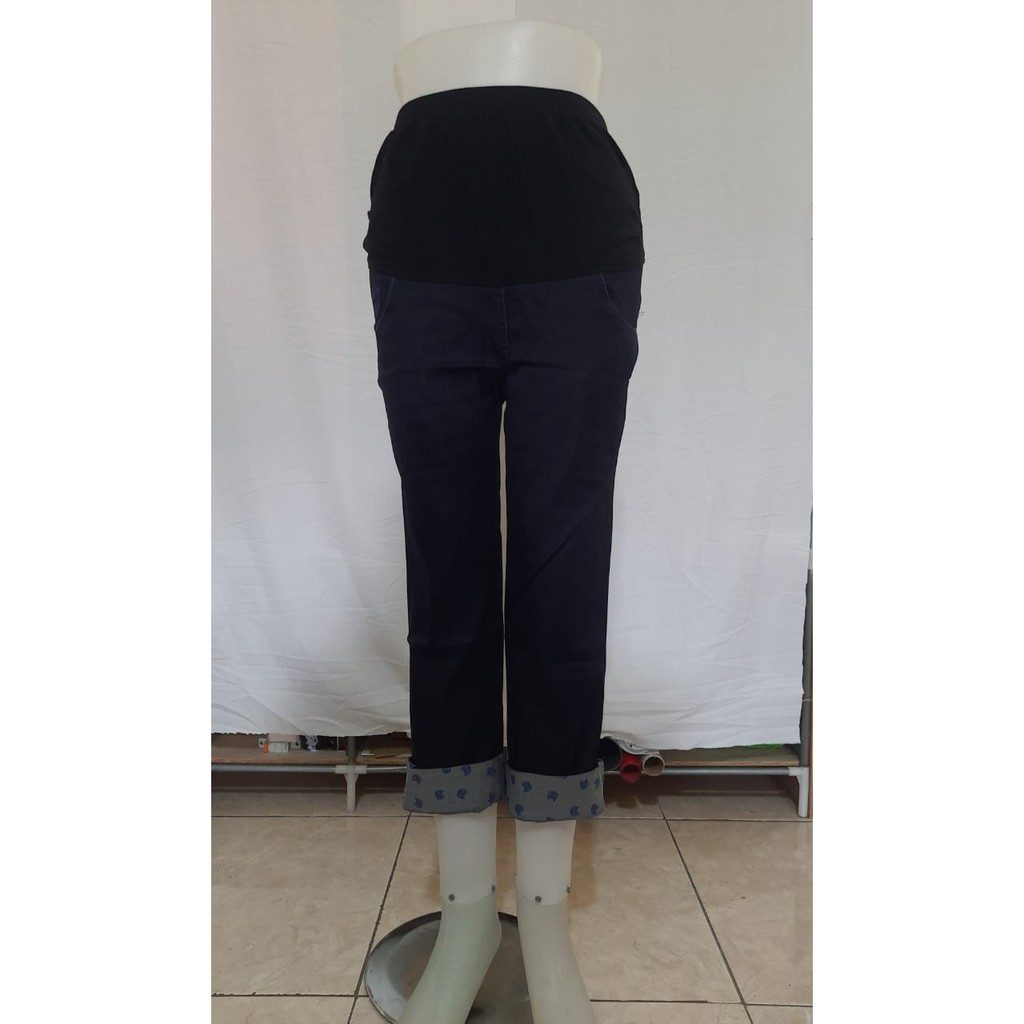 (PD001) Celana Hamil Pendek 7/8 Celana Hamil Denim Maternity Denim Pants