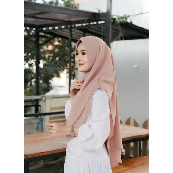 Hijab Jilbab Khimar Ceruty Soft Pet Syar'i Crystal Batton Nawa Ori