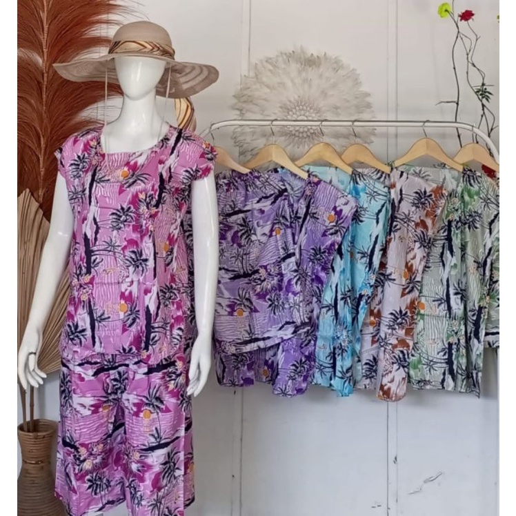 (COD) Set midi daster halus dan nyaman/midi setelan celana pendek/baju tidur setelan celana pendek/s