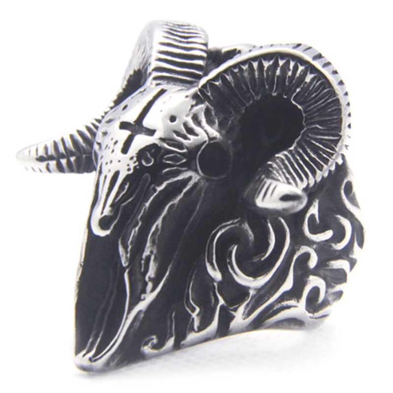 SEUSUK  Cincin Bentuk Kepala Tengkorak Bahan Stainless Steel 316L Warna Silver untuk Pria / Wanita