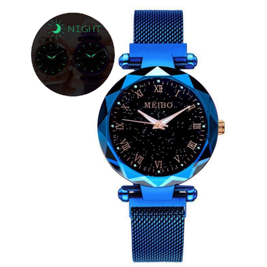 Jam Tangan Magnet Mesh Wanita Mewah  GLOW in Dark Magnet Mesh Korea Fashion Womens Watches Lady