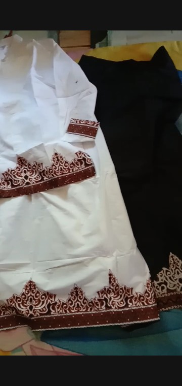 Batik Solo Modern Set Celana Sarung Dan Koko Tumpal Putih