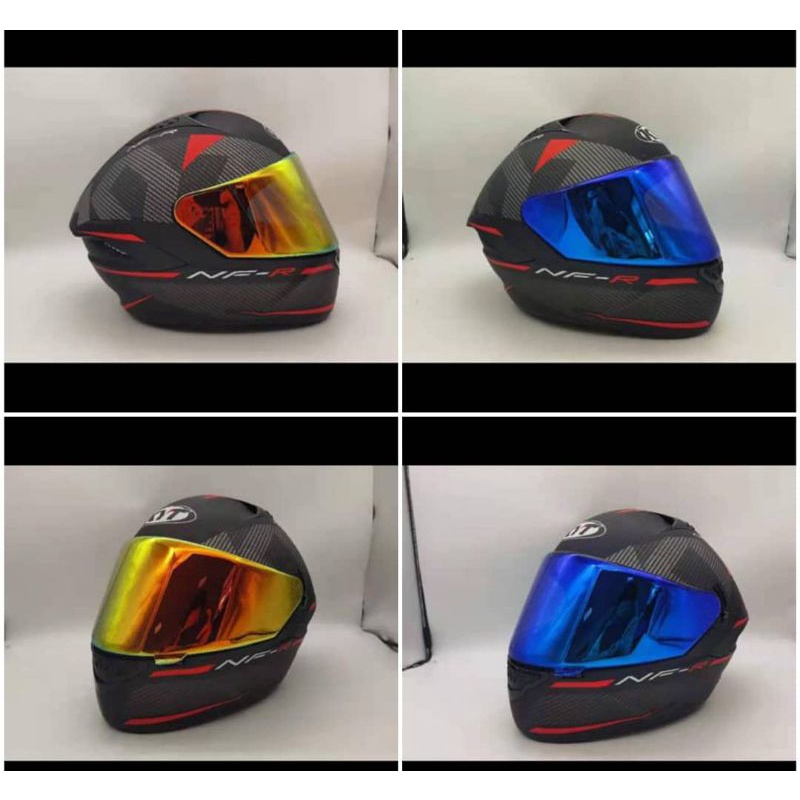 VISOR KYT NFR NX-RACE IRIDIUM NORISK RED GOLD DAN BLUE