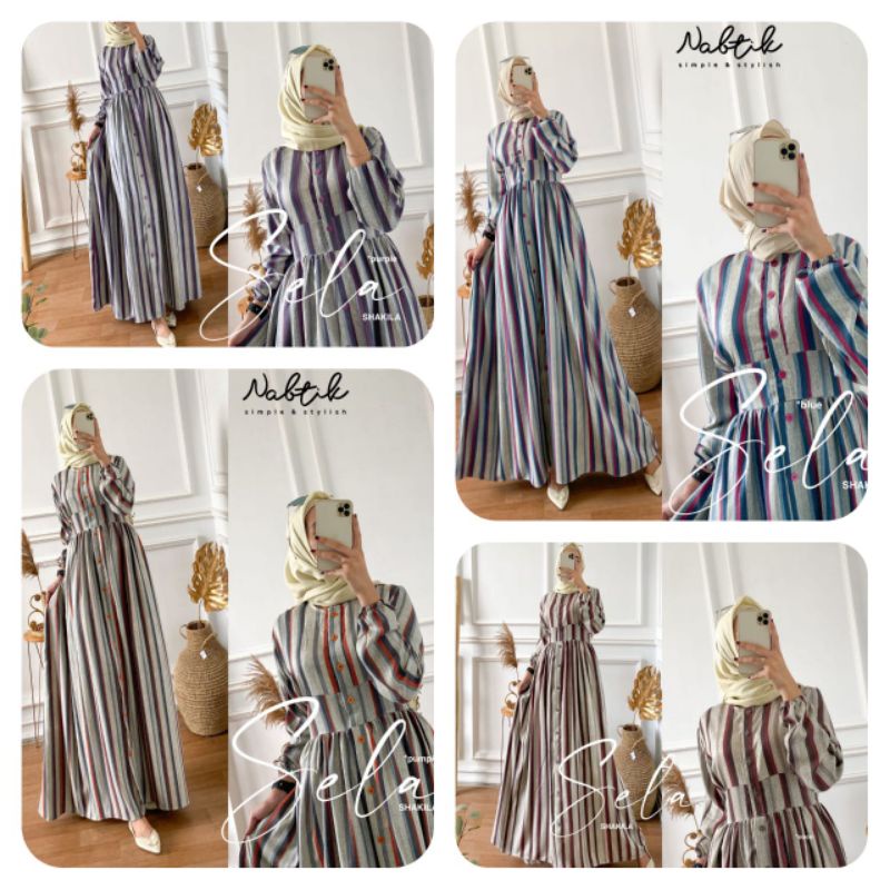 sela gamis nabtik ,bahan shakila