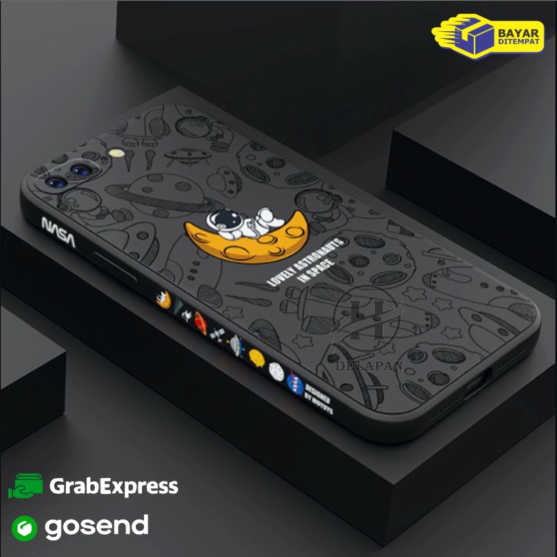Case Cute Astronot Liquid Oppo A36 A56 A96 Casing Hybrid Dove With pelindung kamera