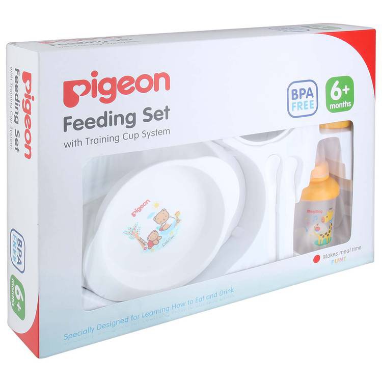 PIGEON Feeding Set With Training Cup | Perlengkapan Makan Bayi