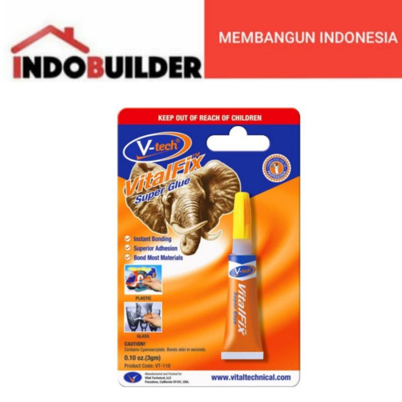 

VTECH VT 110 VITALFIX SUPER GLUE 3 GRAM / LEM SUPER GLUE SERBAGUNA