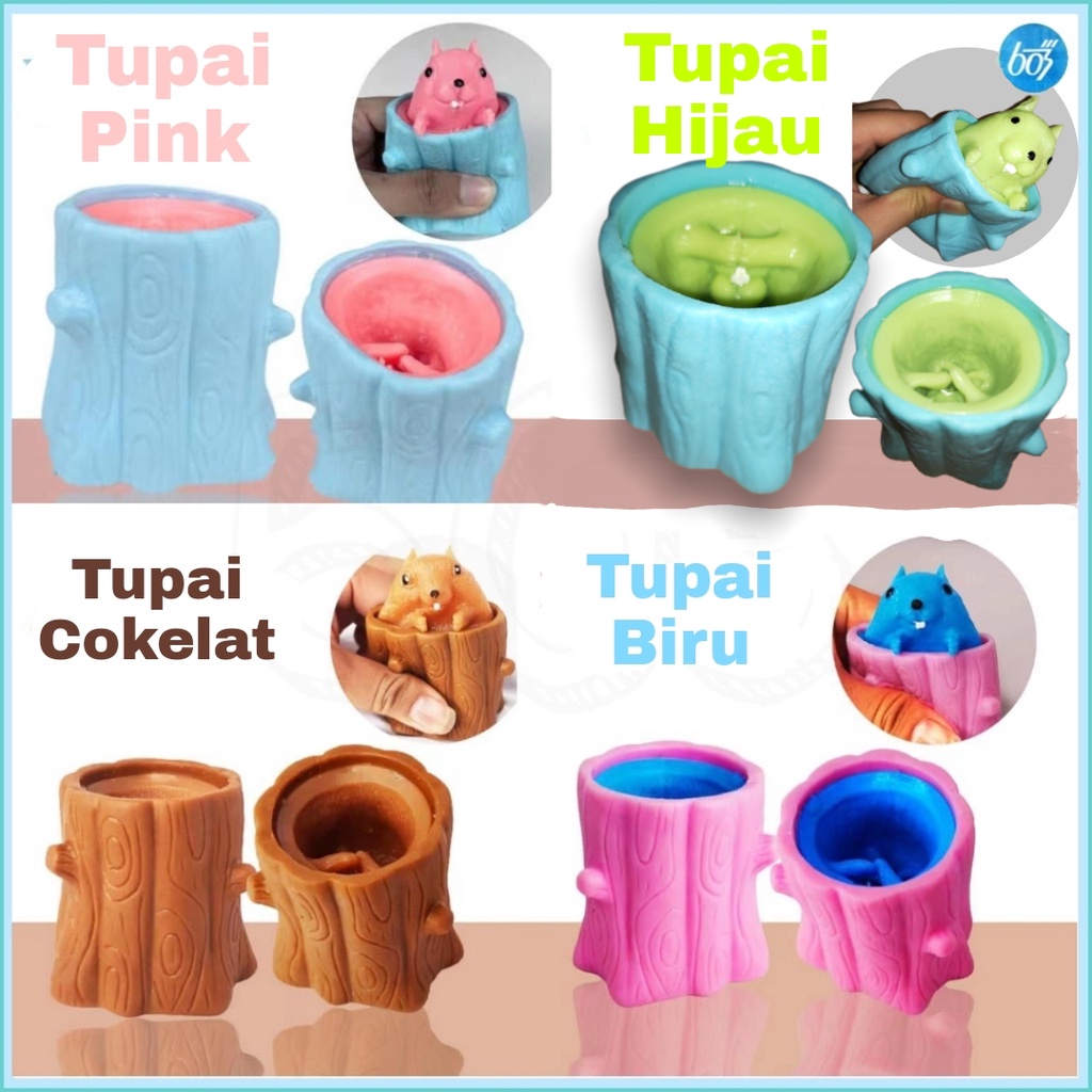 Mainan Pop it Squishy Pohon Tupai Karet Silikon / Mainan Tupai Lucu Remasan / Mainan Penghilang Stres dan Gelisah