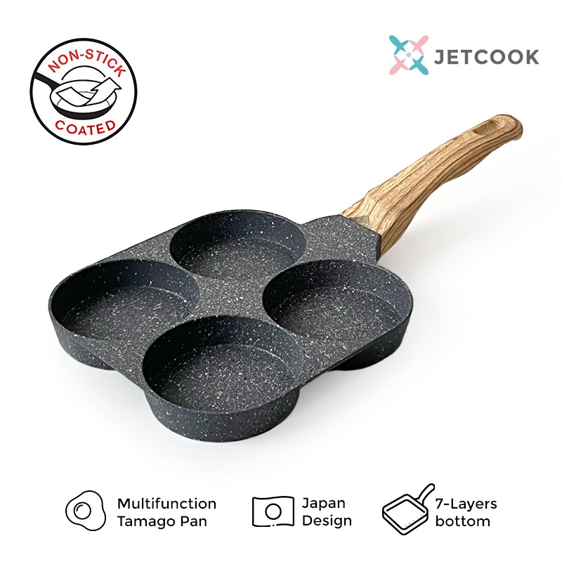 JetCook Panci Penggorengan 3 / 4 Lubang Anti Lengket Multi Fungsi (Burger, Omelet, Steak, dll.)