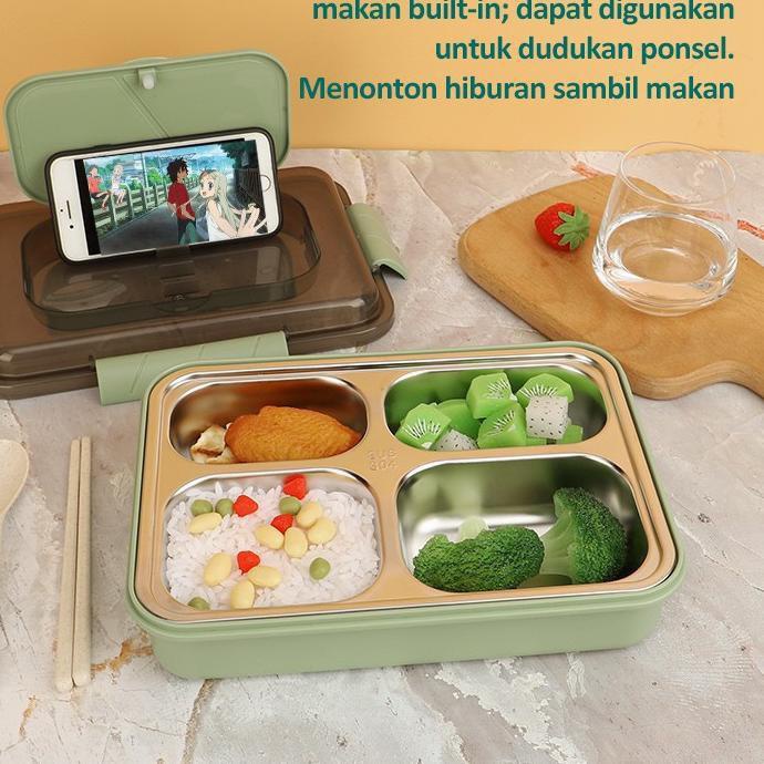 

ecentio 1L Kotak Makan Stainless Steel 304 Tahan Suhu Tempat Makan Lun