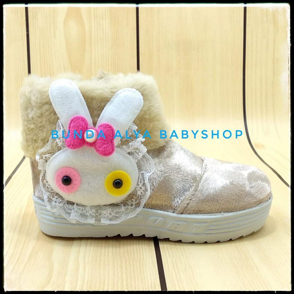 Sepatu Anak Perempuan Usia 1 - 4 Tahun GOLD Sepatu Anak Cewek Boots 1 - 4 Tahun Bulu Size 22 - 30 Alas Karet Anti Licin