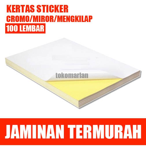 

100 Lembar Kertas Sticker Stiker Cromo Miror Mengkilap Kertas Foto F4 A4
