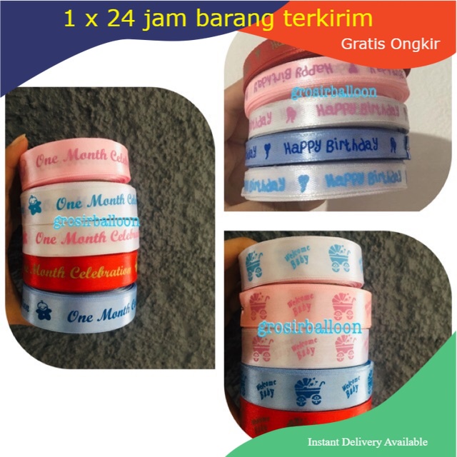 

Pita ulang tahun / pita happy birthday /tali ribbon / pita ribbon / tali balon / balloons MURAH