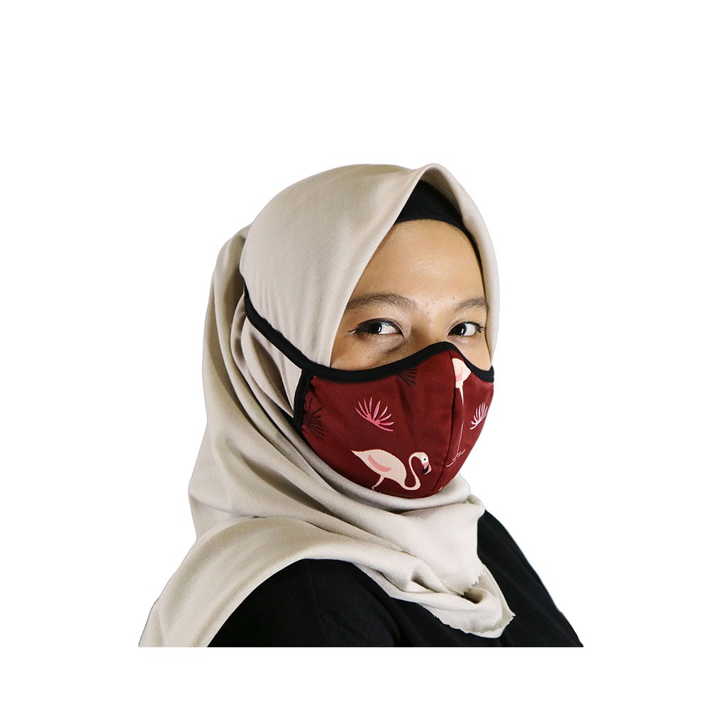 Masker Kain Wanita Hijab Kerudung Headloop Motif 6